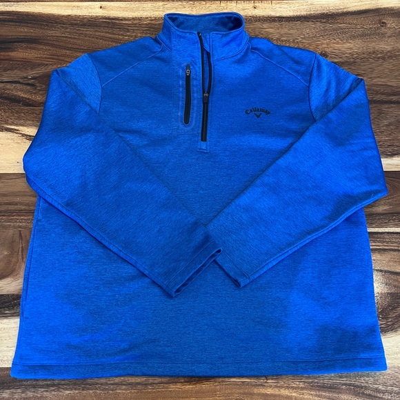 Callaway Golf Quarter Zip Large Pockets Mens Blue Black Pullover - Picture 1 of 9